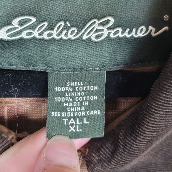 EDDIE BAUER BARN CHORE JACKET W CORDUROY COLLAR IN BROWN, SZ XL TALL - Picture 4 of 15
